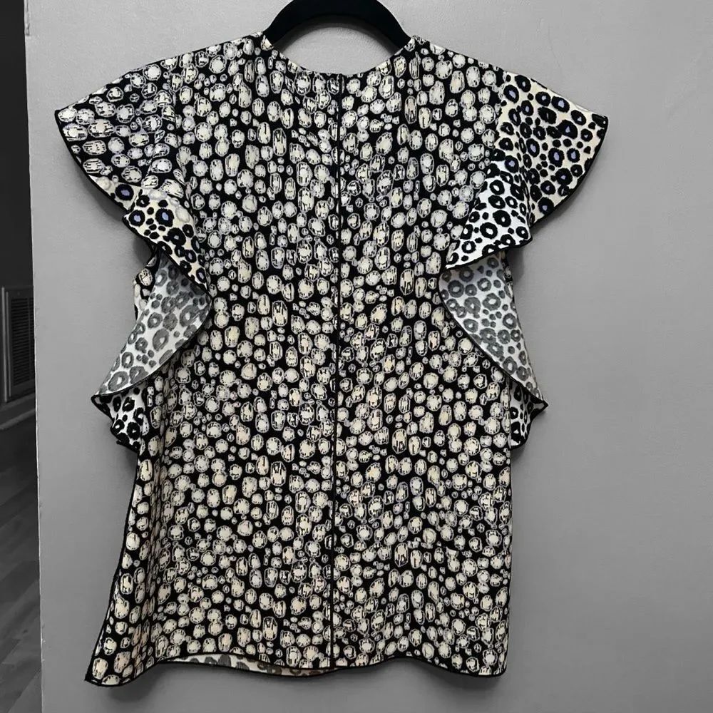 Derek Lam 10 Crosby Leopard Print Top Blouse Size 2
